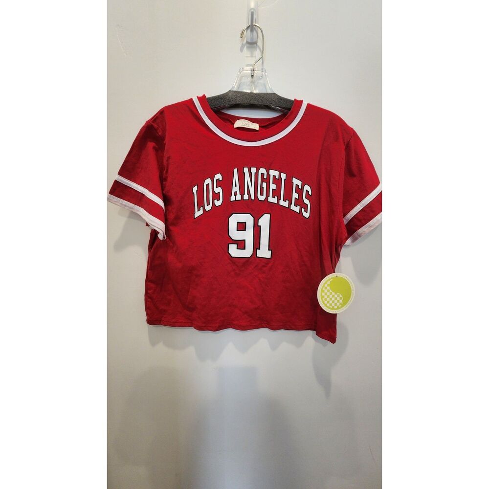 NWT Philosophy of Love Los Angeles 91 Red Varsity Crop Top - Large